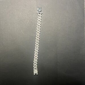 8 Inch Fashion Jewelry Metal Bracelet With Cz's Studded Clasp Men's